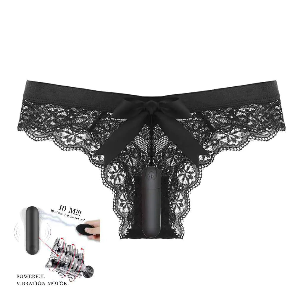 10 - Function Wireless Remote Bullet Vibrator with Lace Panties - vibeMuse
