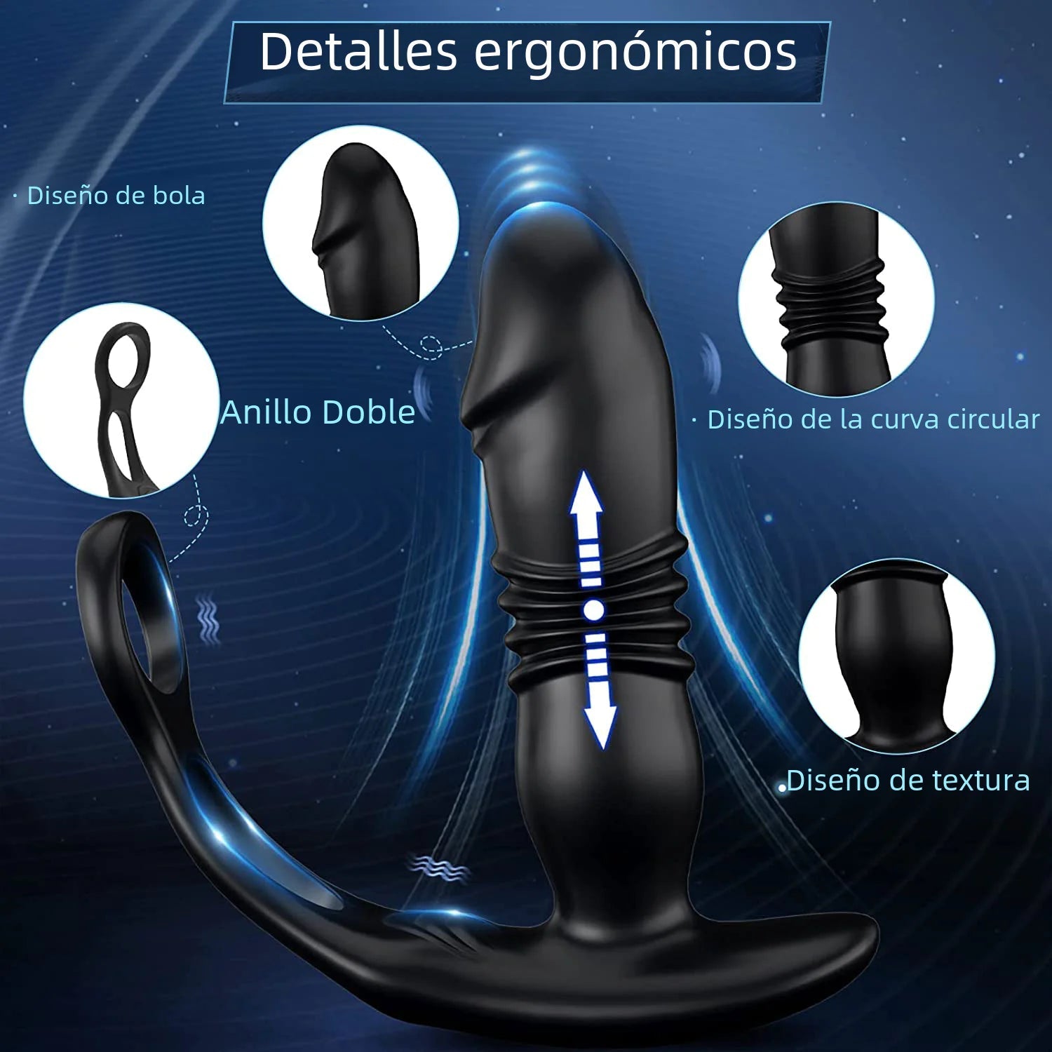 APP Dual Ring Remote Control Prostate Massager for Adults - vibeMuse