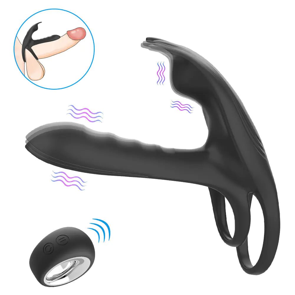 Black Fox Men's Remote Control Vibrating Ring Set - vibeMuse