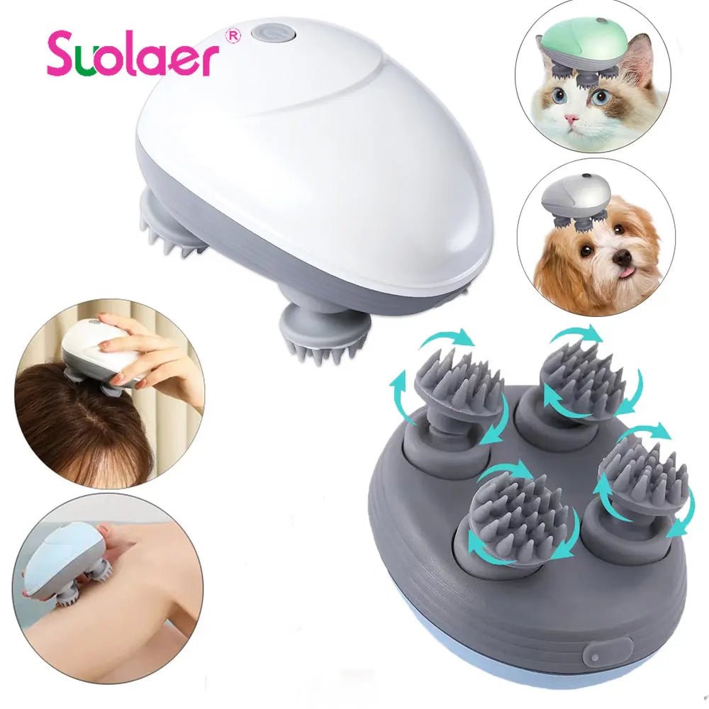 Electric Scalp Massager with Kneading Therapy Vibrator - vibeMuse