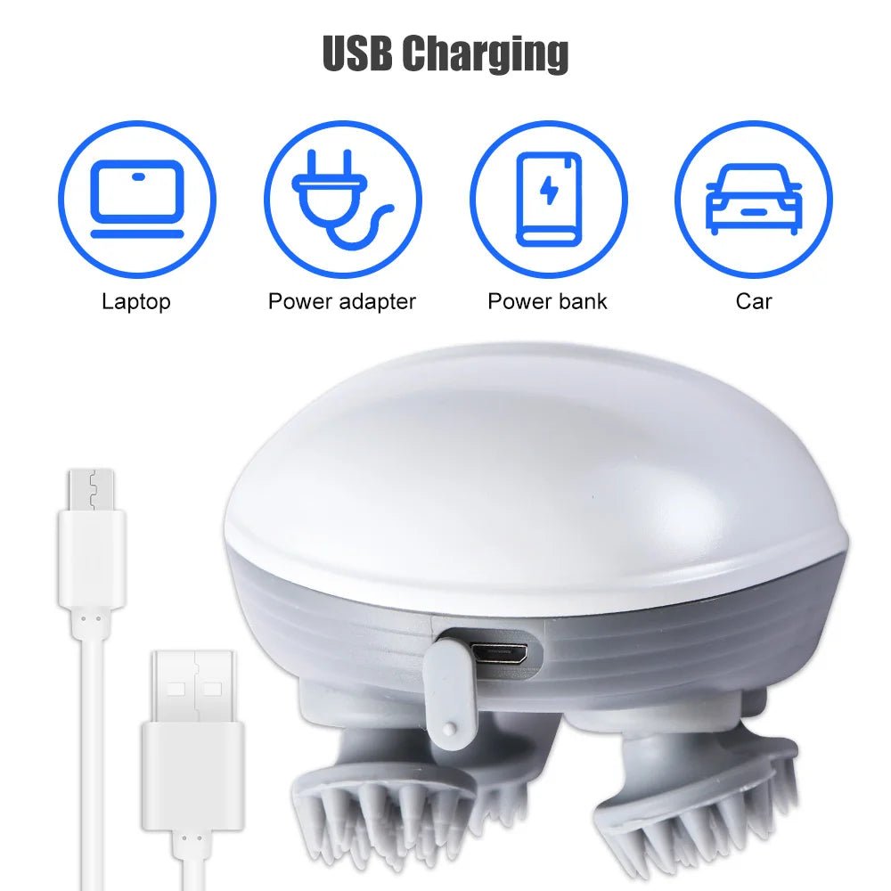 Electric Scalp Massager with Kneading Therapy Vibrator - vibeMuse