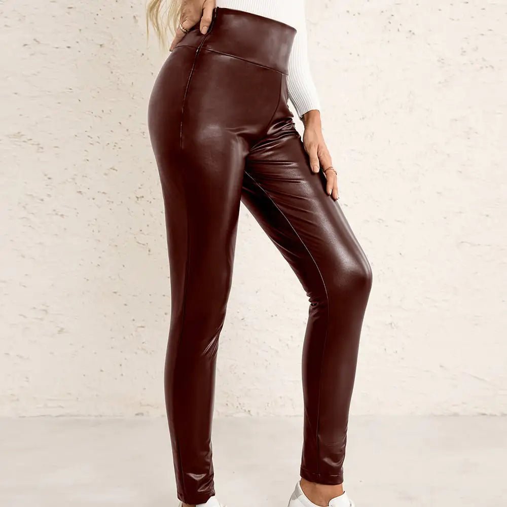 High Elasticity Slim Fit PU Leather Pants for Women - vibeMuse