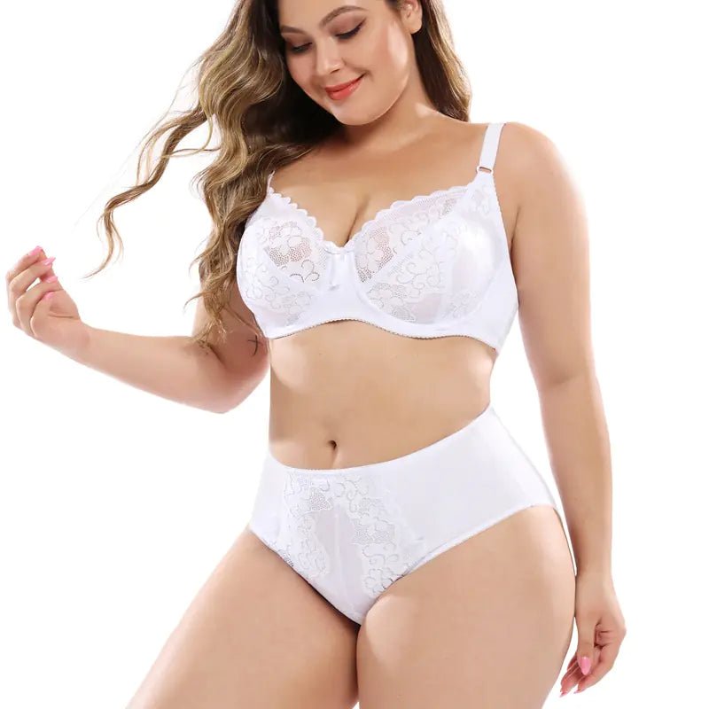 Plus Size Lace Bra Set for Women - Sexy Lingerie Set - vibeMuse