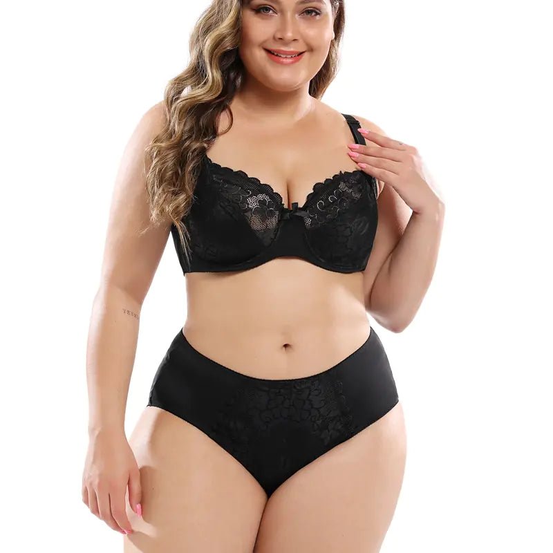 Plus Size Lace Bra Set for Women - Sexy Lingerie Set - vibeMuse