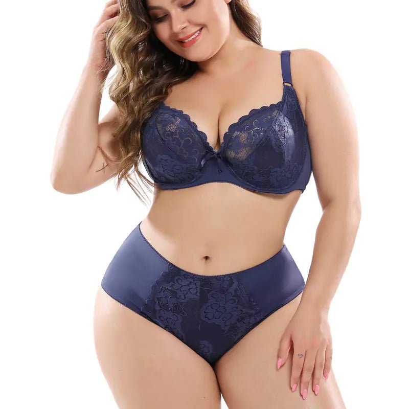 Plus Size Lace Bra Set for Women - Sexy Lingerie Set - vibeMuse