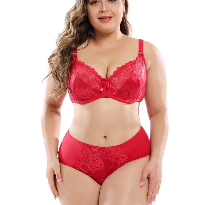 Plus Size Lace Bra Set for Women - Sexy Lingerie Set - vibeMuse