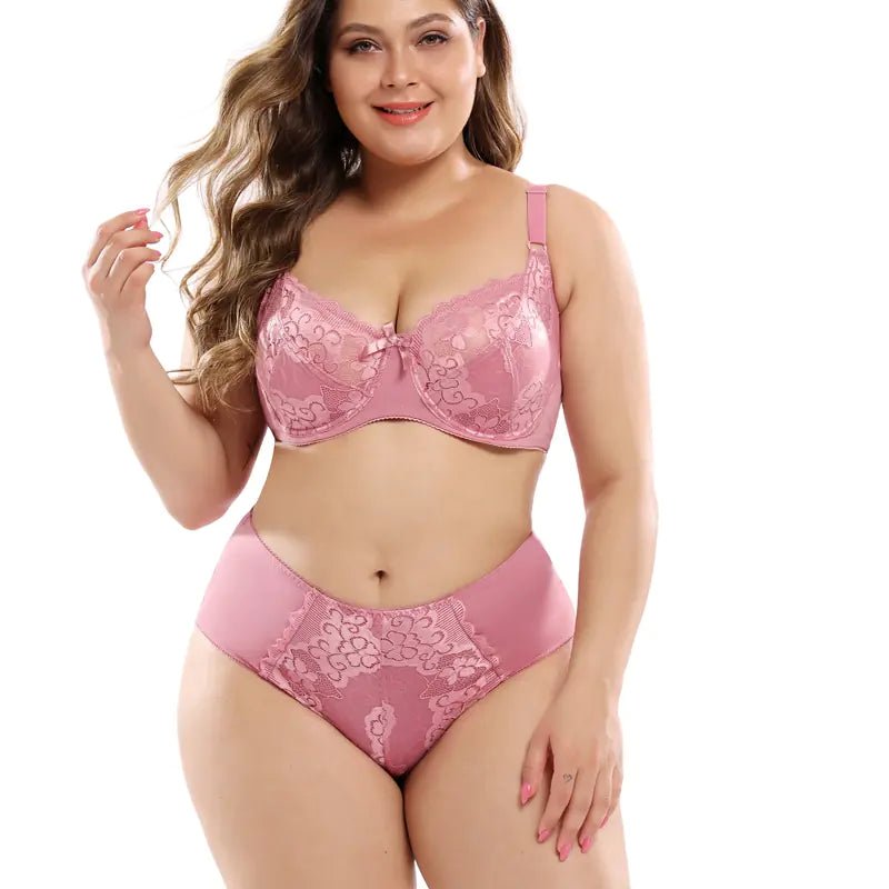 Plus Size Lace Bra Set for Women - Sexy Lingerie Set - vibeMuse