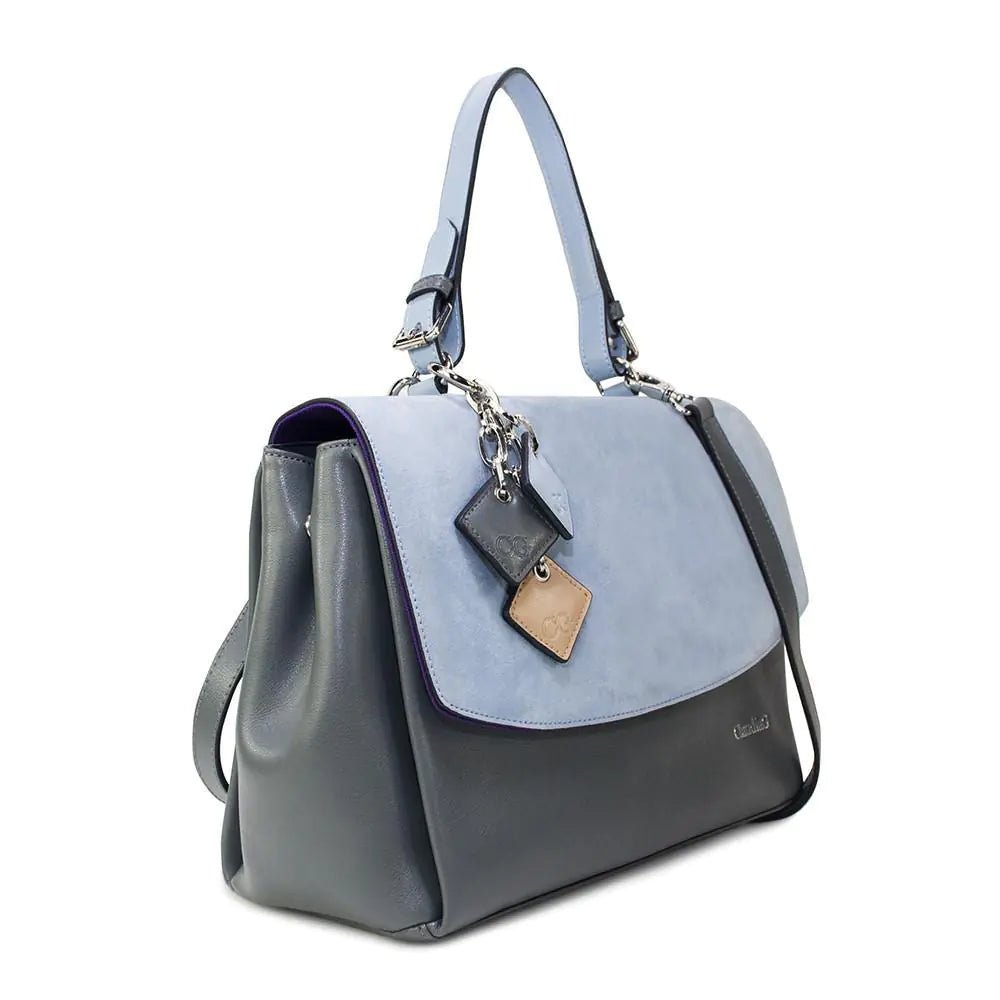 Simonetta Leather Handbag - Serenity / Charcoal - vibeMuse