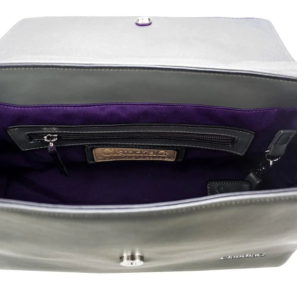 Simonetta Leather Handbag - Serenity / Charcoal - vibeMuse