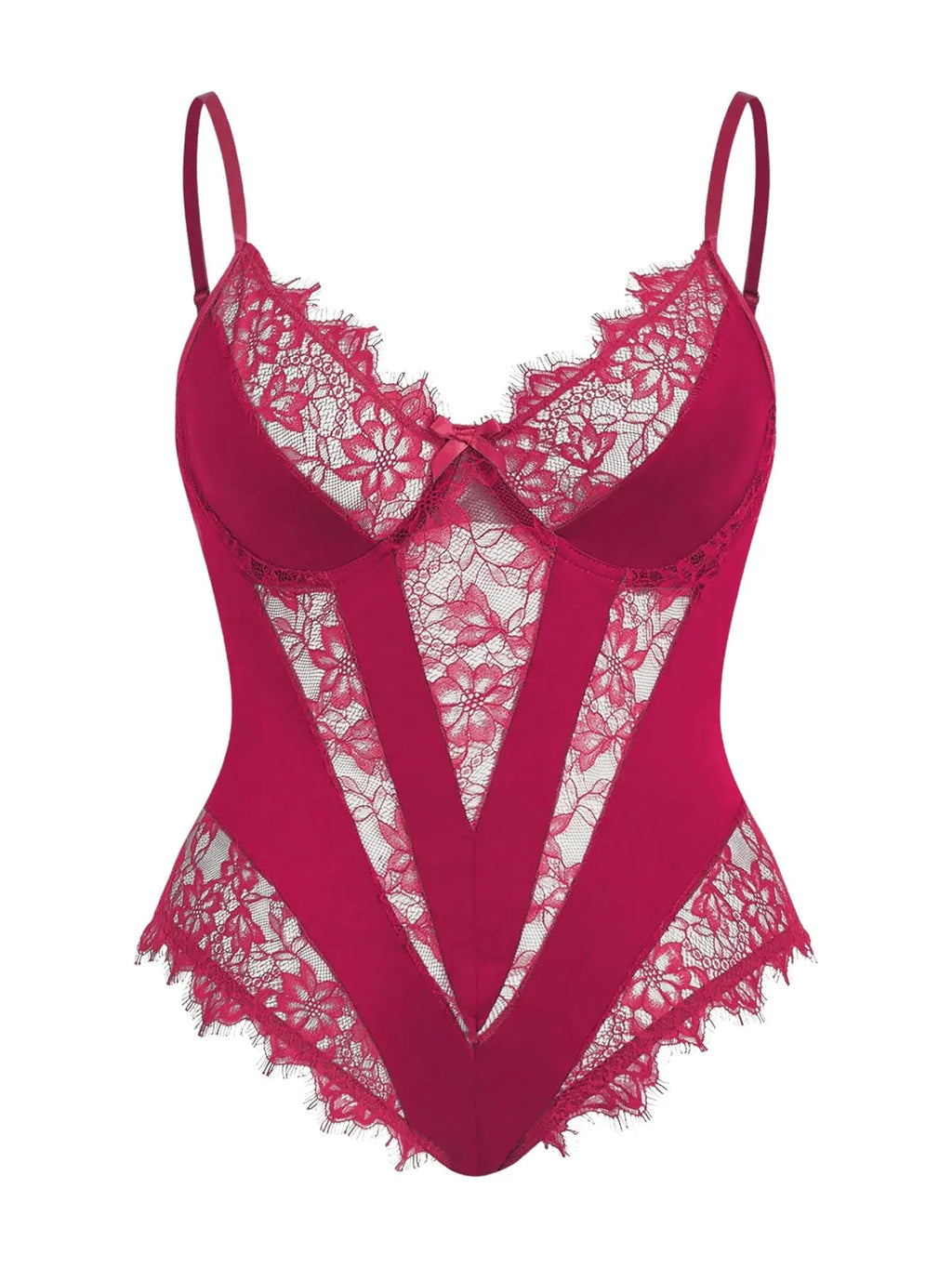 SOLY HUX Womens Plus Size Lingerie Sexy Bodysuit Lace Sheer One Piece Cami Teddy Babydoll Nightwear Plain Burgundy 4XL - vibeMuse