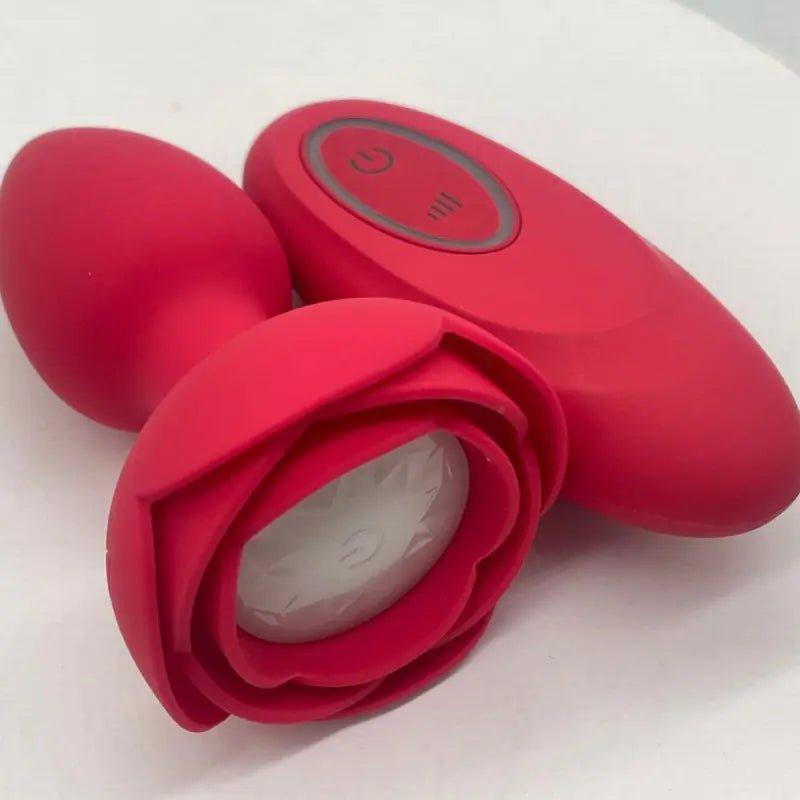 Vibrating Rose Touch Anal Plug with Light and Egg - vibeMuse