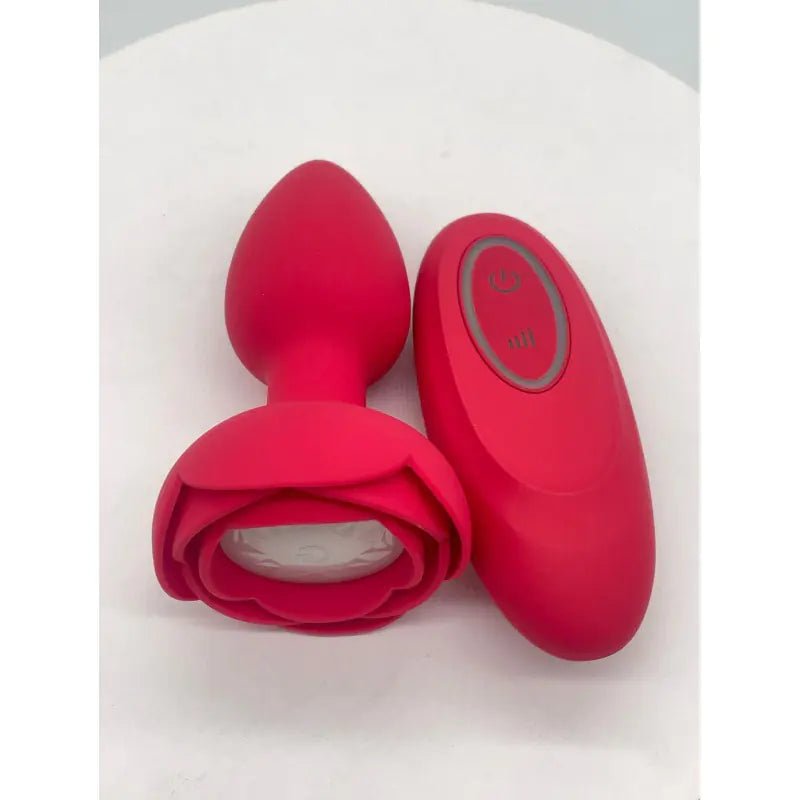 Vibrating Rose Touch Anal Plug with Light and Egg - vibeMuse