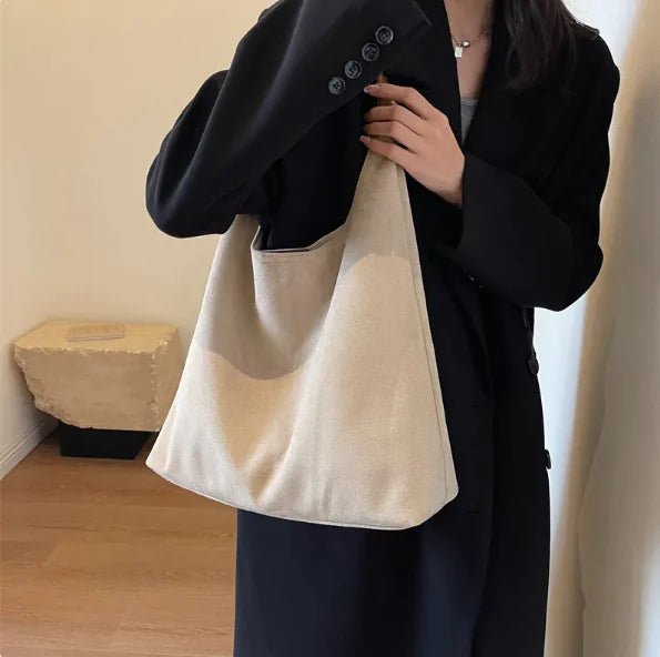 Vintage Charm Suede Oversized Shoulder Bag - vibeMuse